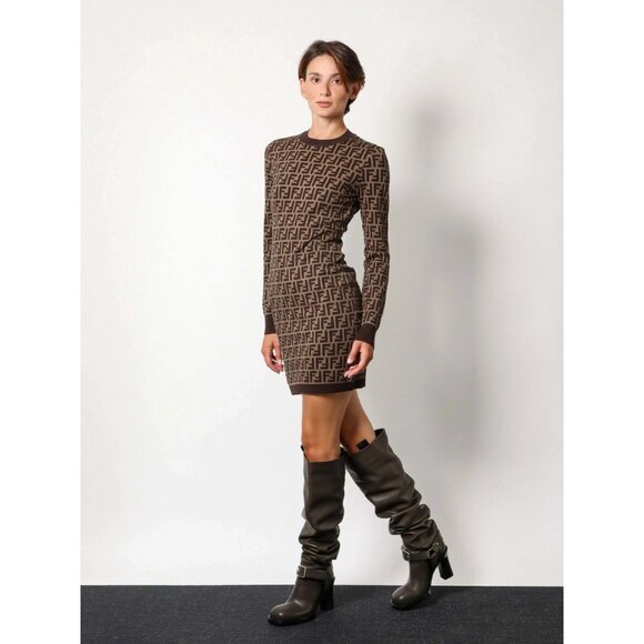 Fendi Dresses & Skirts - Fendi brand knitted jacquard dress with printed pattern